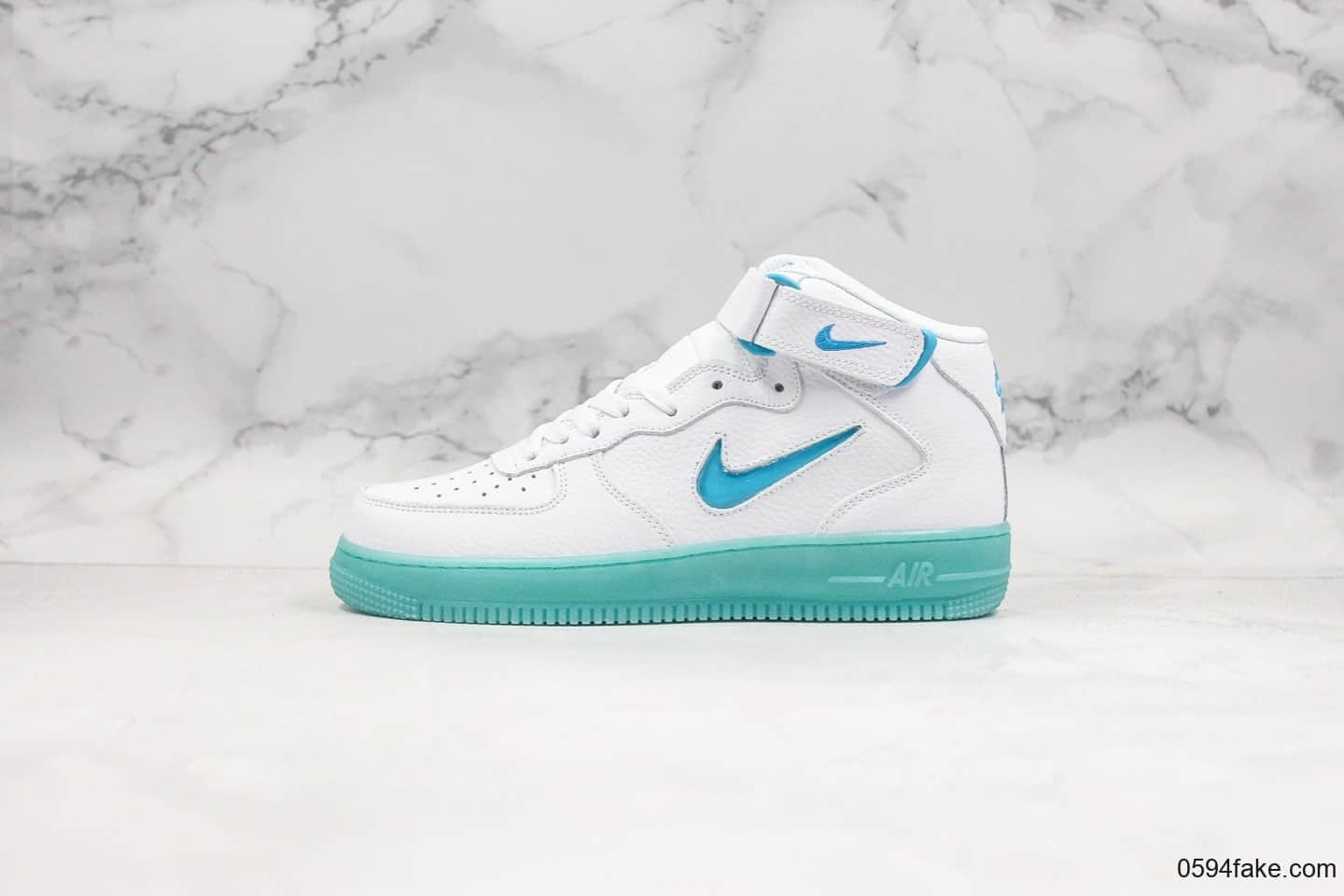 耐克Nike Air Force 1 Mid 07纯原版本藏蓝小勾空军一号原装头层荔枝皮内置原厂气垫原盒原标 货号：AT3293-609