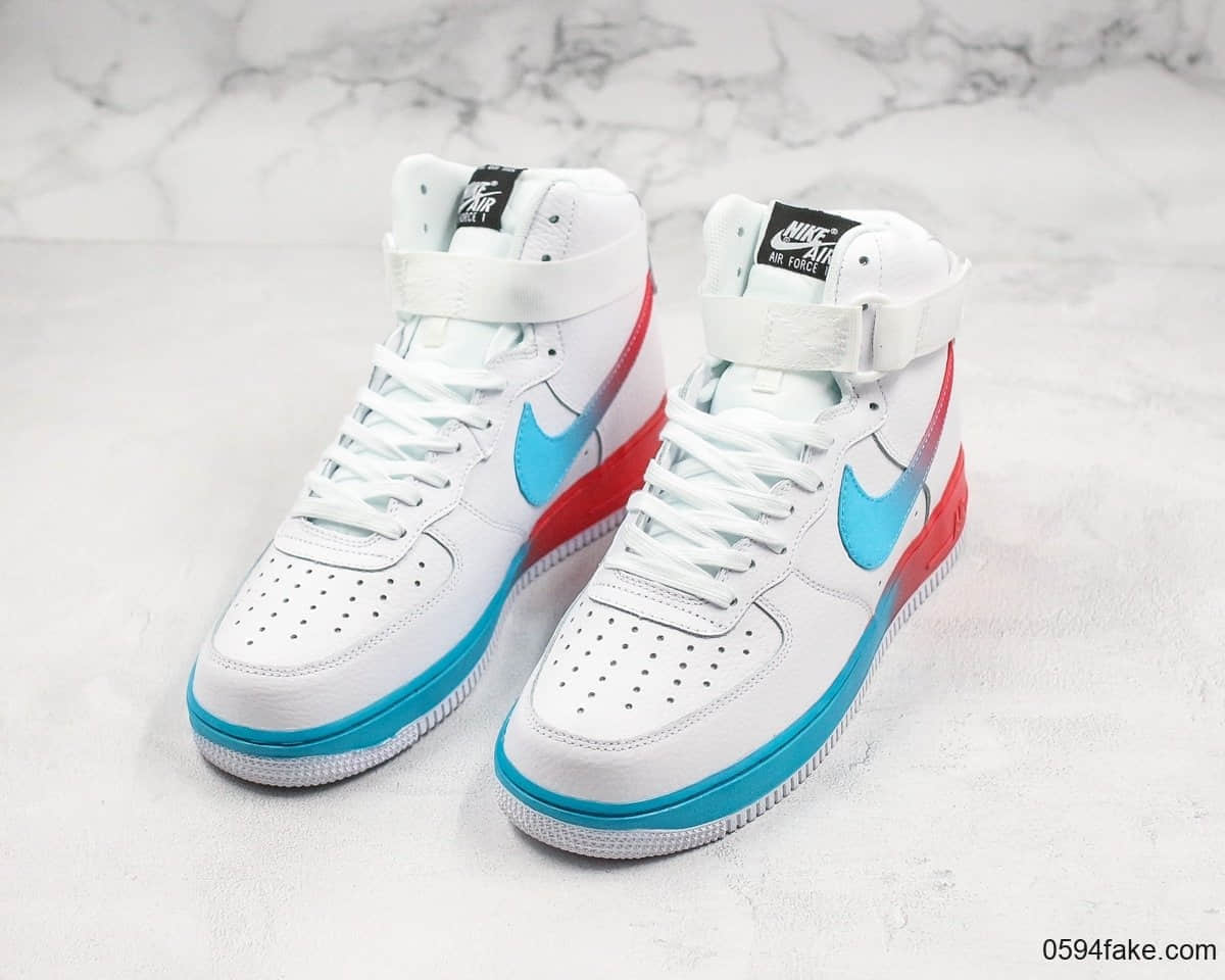 耐克Nike Air Force 1 Mid 07 LV8 解构简版AF1板鞋“彩虹渐变”公司级带半码原厂头层皮料电脑冲孔 货号：CJ0525-100