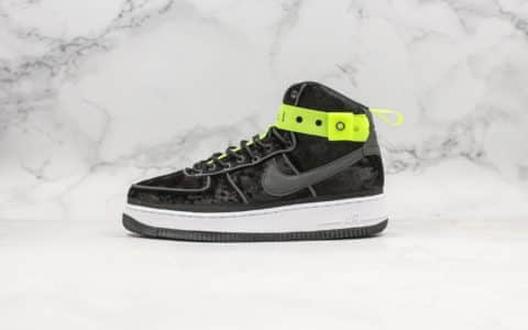 耐克Magic Stick x Nike Air Force 1 High空军一号联名款经典高帮板鞋丝绒黑荧光绿3M真标带半码原楦头纸板 货号：573967-003