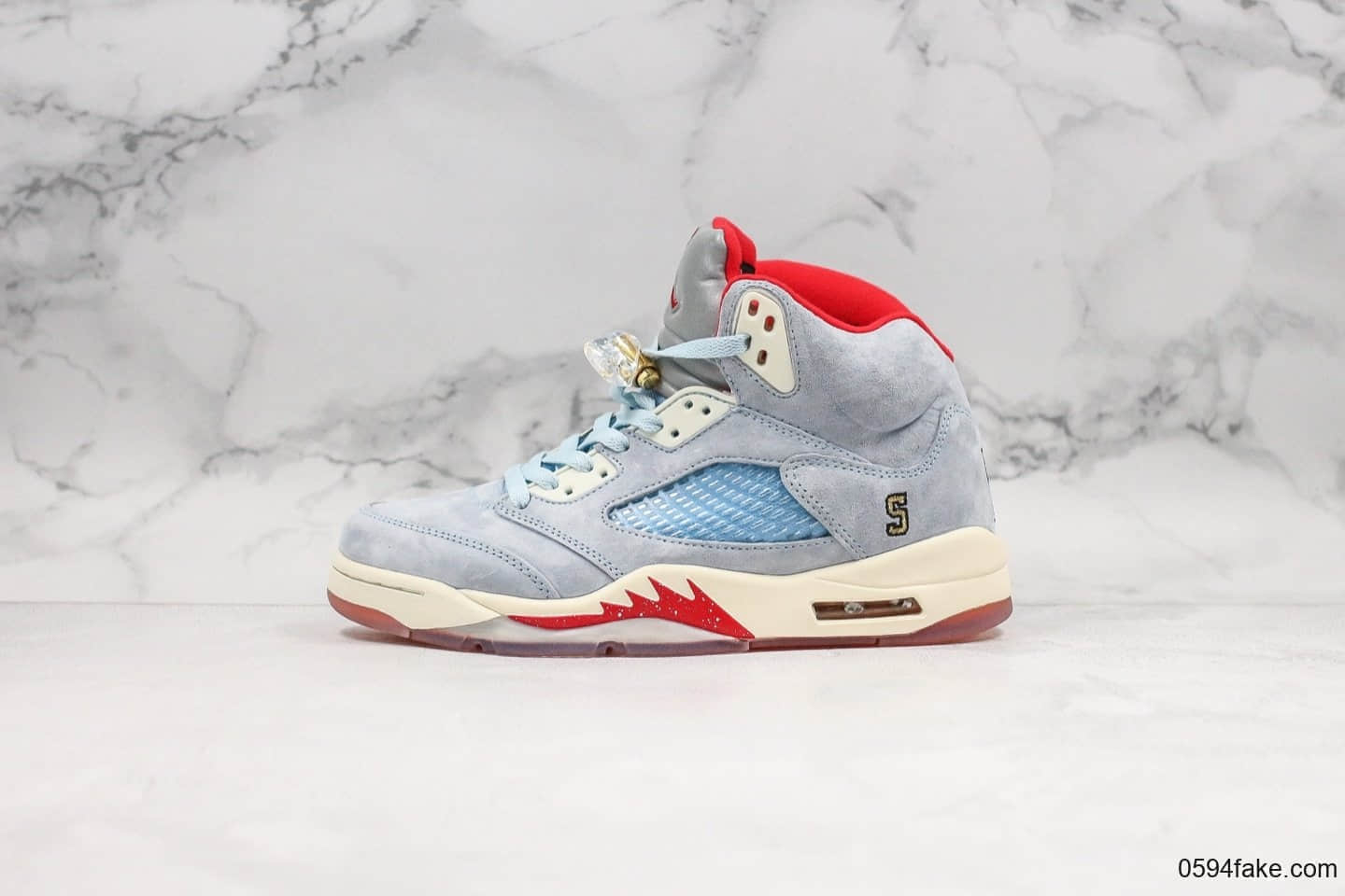 乔丹Air Jordan 5 Trophy Room x Ice Blue纯原版本联名款AJ5乔丹之子亲友家族联名鞋面采用进口牛巴革打造原档案数据开发区别市面低版本 货号：CI1899-400