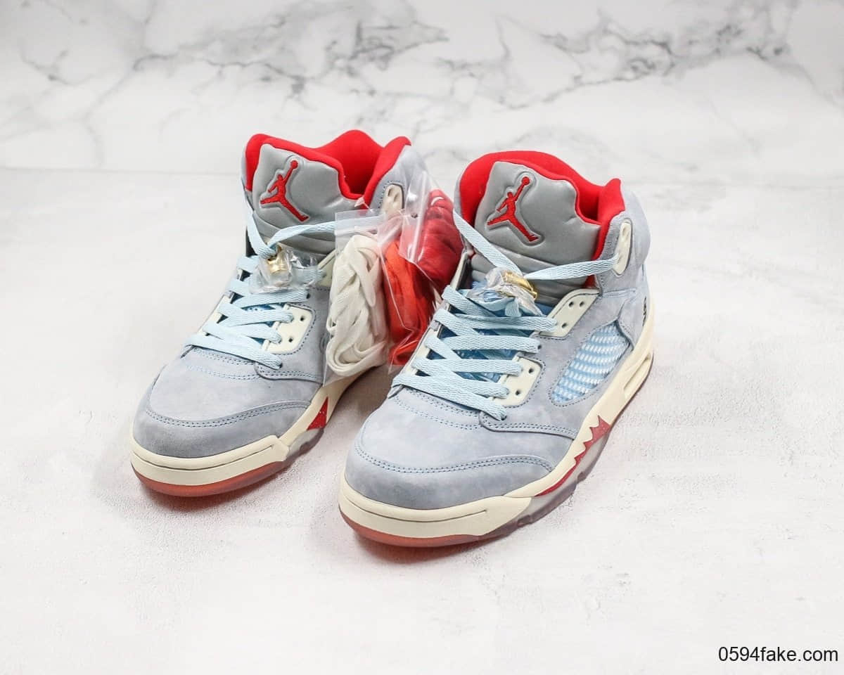 乔丹Air Jordan 5 Trophy Room x Ice Blue纯原版本联名款AJ5乔丹之子亲友家族联名鞋面采用进口牛巴革打造原档案数据开发区别市面低版本 货号：CI1899-400