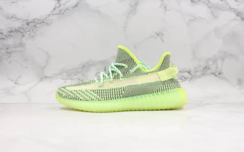 阿迪达斯Adidas YEEZY BOOST 350 V2 YECHEIL公司级版本椰子350V2全新配色荧光绿真巴斯夫爆米花大底镂空蚕丝半透明网纱鞋面 货号：FW5191