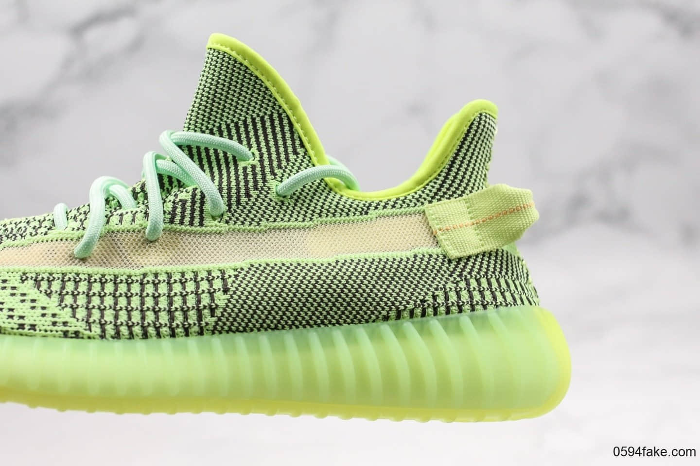 阿迪达斯Adidas YEEZY BOOST 350 V2 YECHEIL公司级版本椰子350V2全新配色荧光绿真巴斯夫爆米花大底镂空蚕丝半透明网纱鞋面 货号：FW5191