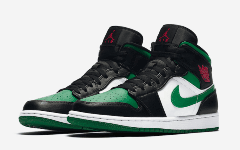 黑绿脚趾？Air Jordan 1 Mid “Pine Green”释出官图！ 货号：554724-067