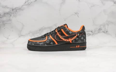 耐克Nike Air Force 1 Low x Louis Vuitton纯原版本路易威登联名印花低帮空军一号黑橘配色原档案数据开发 货号：AQ4211-100