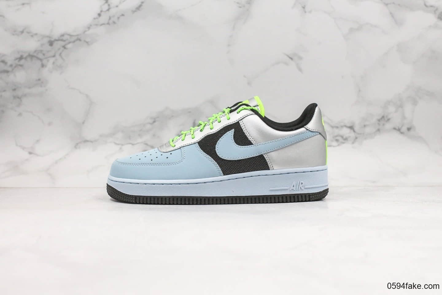 耐克Nike Air Force 1 Low Baby Blue Volt Black Silver纯原版本低帮空军一号雾霾蓝内置Sole气垫原楦头纸板打造 货号：CN0176-400