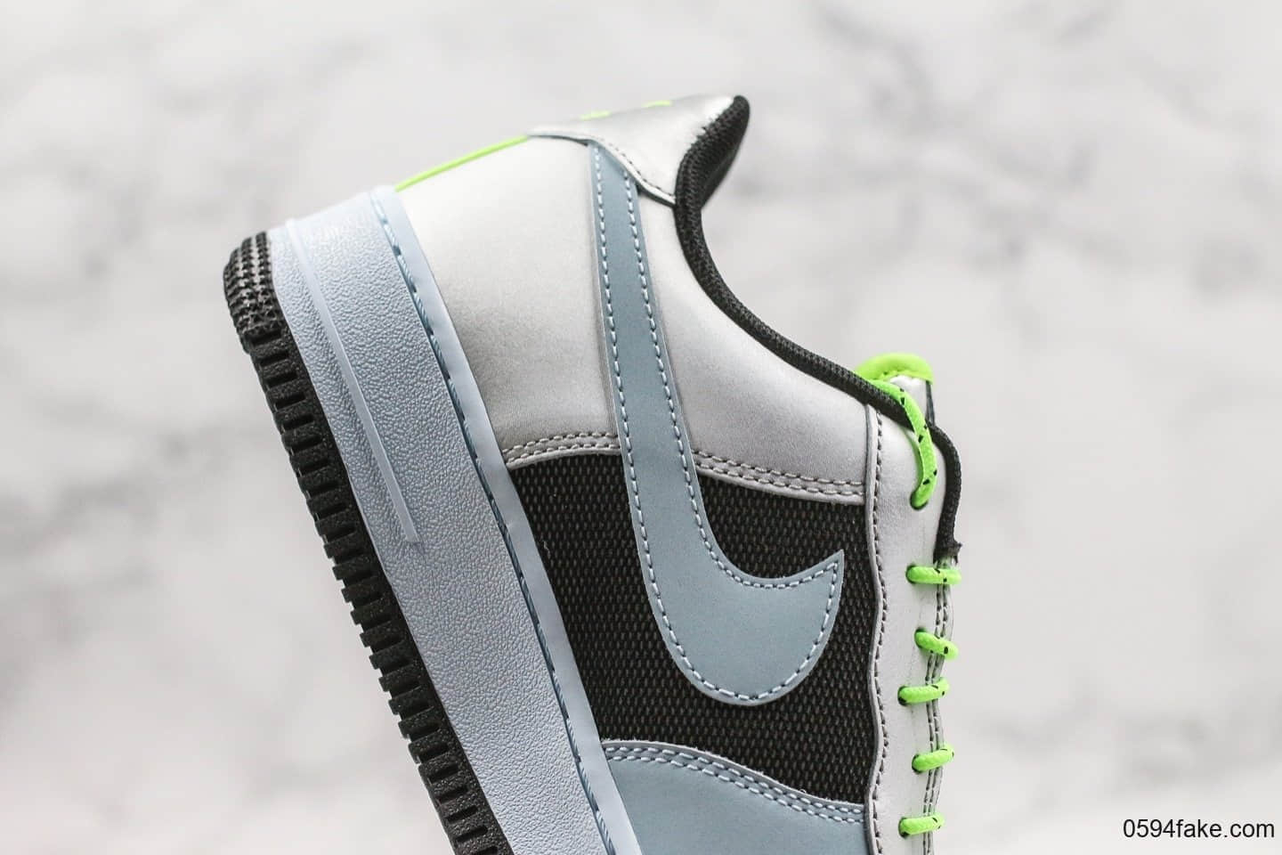 耐克Nike Air Force 1 Low Baby Blue Volt Black Silver纯原版本低帮空军一号雾霾蓝内置Sole气垫原楦头纸板打造 货号：CN0176-400