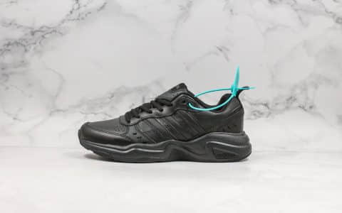 阿迪达斯Adidas Men’s Strutter Running Shoes公司级版本三叶草新款轻便老爹鞋黑色头层皮革鞋面原盒原标 货号：EG2656
