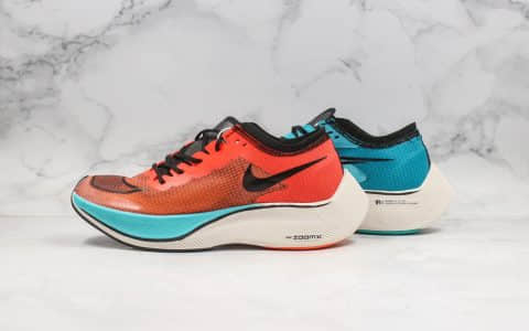 耐克Nike ZoomX Vaporfly NEXT%公司级版本轻质马拉松跑鞋蓝橙色内置Zoomx缓震科技原楦头纸板打造 货号：CD4553-300