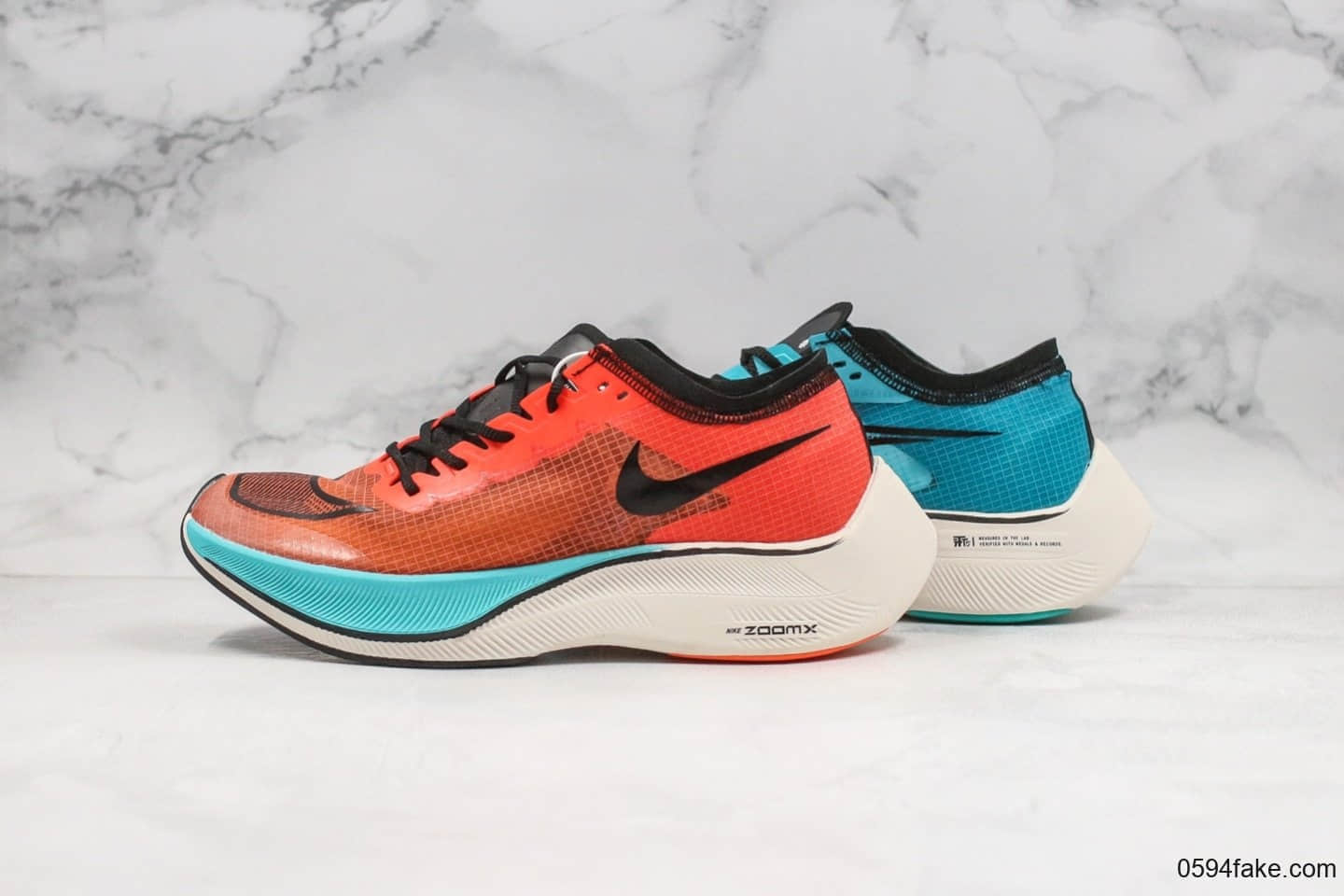 耐克Nike ZoomX Vaporfly NEXT%公司级版本轻质马拉松跑鞋蓝橙色内置Zoomx缓震科技原楦头纸板打造 货号：CD4553-300