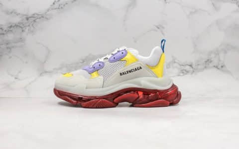 巴黎世家Balenciaga Triple S纯原版本红紫气垫老爹鞋正确TPU软底原档案数据开发原盒原标