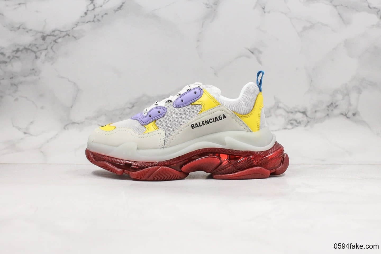 巴黎世家Balenciaga Triple S纯原版本红紫气垫老爹鞋正确TPU软底原档案数据开发原盒原标