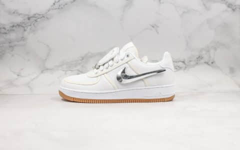 耐克Nike Air Force 1 AF 100 x Travis Scott纯原版本联名款3M全白空军一号魔术勾内置气垫原装配件无任何色差 货号：AQ4211-101