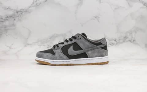 耐克Nike SB Dunk Low Pro Leather Grey Black-Gum纯原版本扣篮系列灰黑限定配色内置气垫全头层鞋面原楦头纸板打造 货号：854866-126