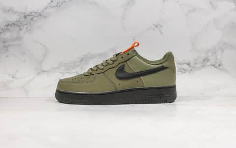 耐克Nike Air Force 1 07 Medium Olive Black-Starfish纯原版本低帮空军一号军工绿橙配色内置全掌气垫全头层磨砂防水鞋面 货号：BQ4326-200