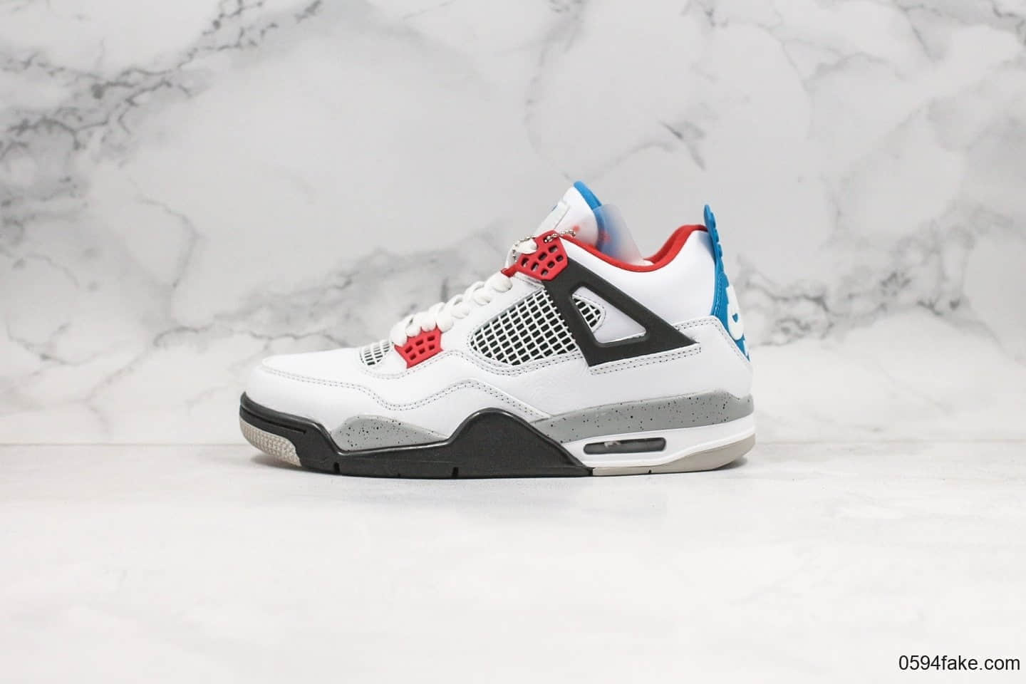 乔丹Air Jordan 4 What The纯原版本AJ4红蓝鸳鸯配色30周年白红蓝水泥原档案数据开发原厂可视气垫 货号：CI1184-146