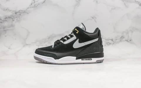 乔丹Air Jordan 3纯原版本黑白手稿AJ3黑水泥原厂钢印3M反光鞋面原档案数据开发支持实战 货号：CK4348-007