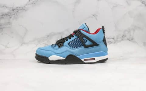 乔丹Air Jordan 4 x Travis Scott纯原版本联名款AJ4蓝色内置可视气垫原档案数据开发区别市面通货版本 货号：308497-406