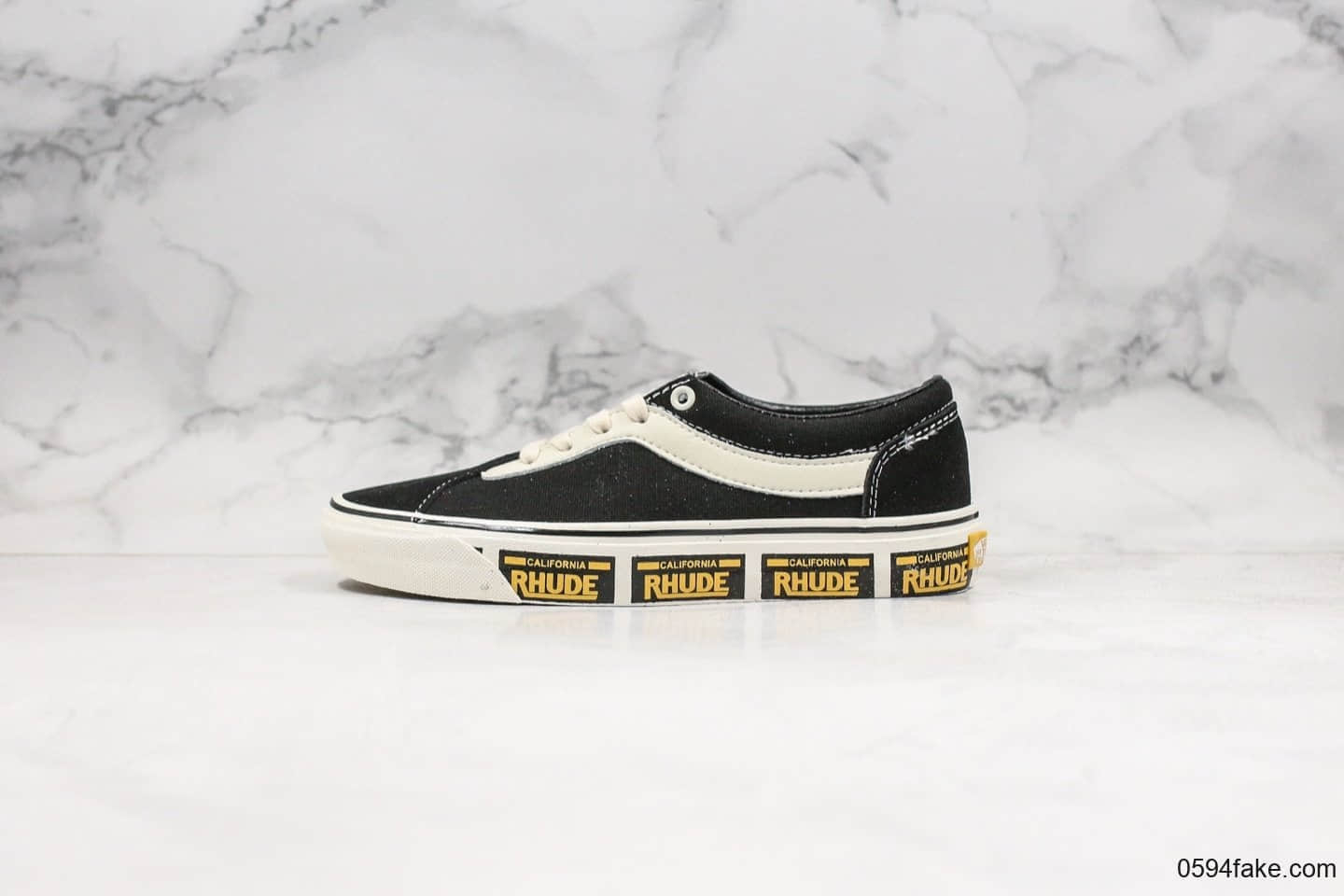 万斯Vans x Rhude Bold Ni公司级版本联名款黑黄加州车牌串标配色原厂硫化原盒配件 货号：VN0A3WLPTHF