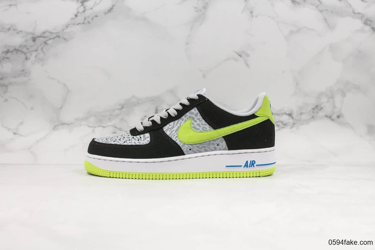 耐克Nike Air Force 1 Low 07纯原版本3M黑白绿斑马纹低帮空军一号内置气垫原档案数据开发 货号：488298-077