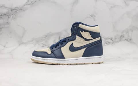 乔丹Air Jordan 1纯原版本高帮AJ1米白蓝原档案数据开发精准后跟定型区别市面通货版本 货号：AQ9131-401