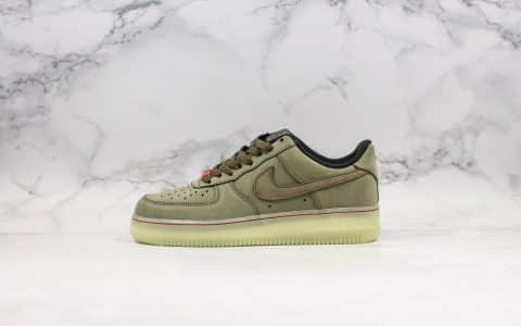 耐克Nike Air Force 1 UPSTEP纯原版本低帮空军一号军绿色内置全掌气垫原鞋开模一比一打造 货号：CJ6602-255