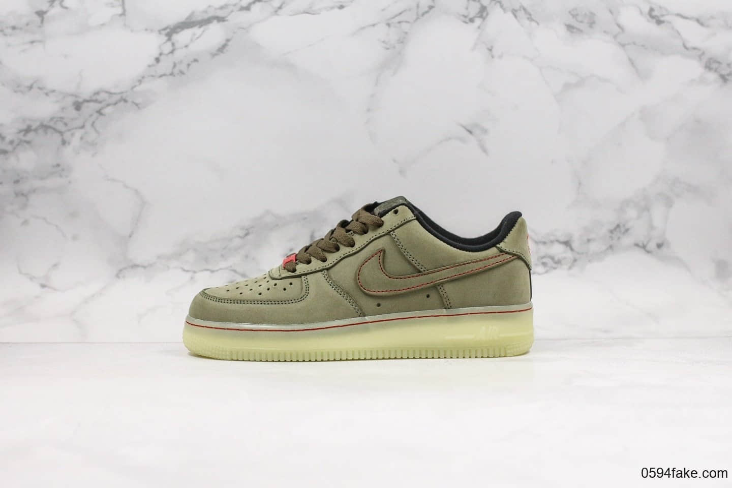 耐克Nike Air Force 1 UPSTEP纯原版本低帮空军一号军绿色内置全掌气垫原鞋开模一比一打造 货号：CJ6602-255