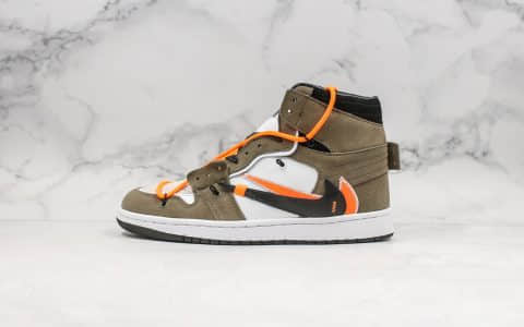 乔丹Off-White™ x Futura x Air Jordan 1 Retro纯原版本三方联名款AJ1户外机能风扣篮系列白黑黄配色原盒原标原档案数据开发打造 货号：52937-610