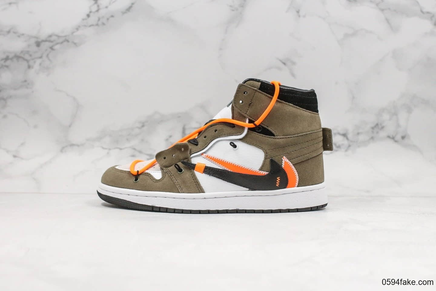 乔丹Off-White™ x Futura x Air Jordan 1 Retro纯原版本三方联名款AJ1户外机能风扣篮系列白黑黄配色原盒原标原档案数据开发打造 货号：52937-610