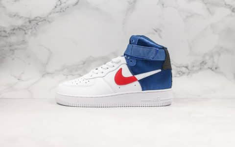 耐克Nike Air Force 1 High LV8 NBA纯原版本联名款白蓝红丝绸拼接高帮空军一号内置气垫 货号：BQ4591-102