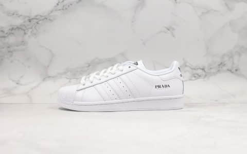 阿迪达斯adidas Superstar II White Black x Prada纯原版本普拉达联名款三叶草贝壳头纯白正确硅蓝中底明星上脚同款 货号：FW6683