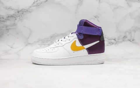 耐克Nike Air Force 1 ’07 LV 1 HO19纯原版本高帮空军一号NBA联名款白紫蓝丝绸内置气垫绸缎材质 货号：BQ4591-101