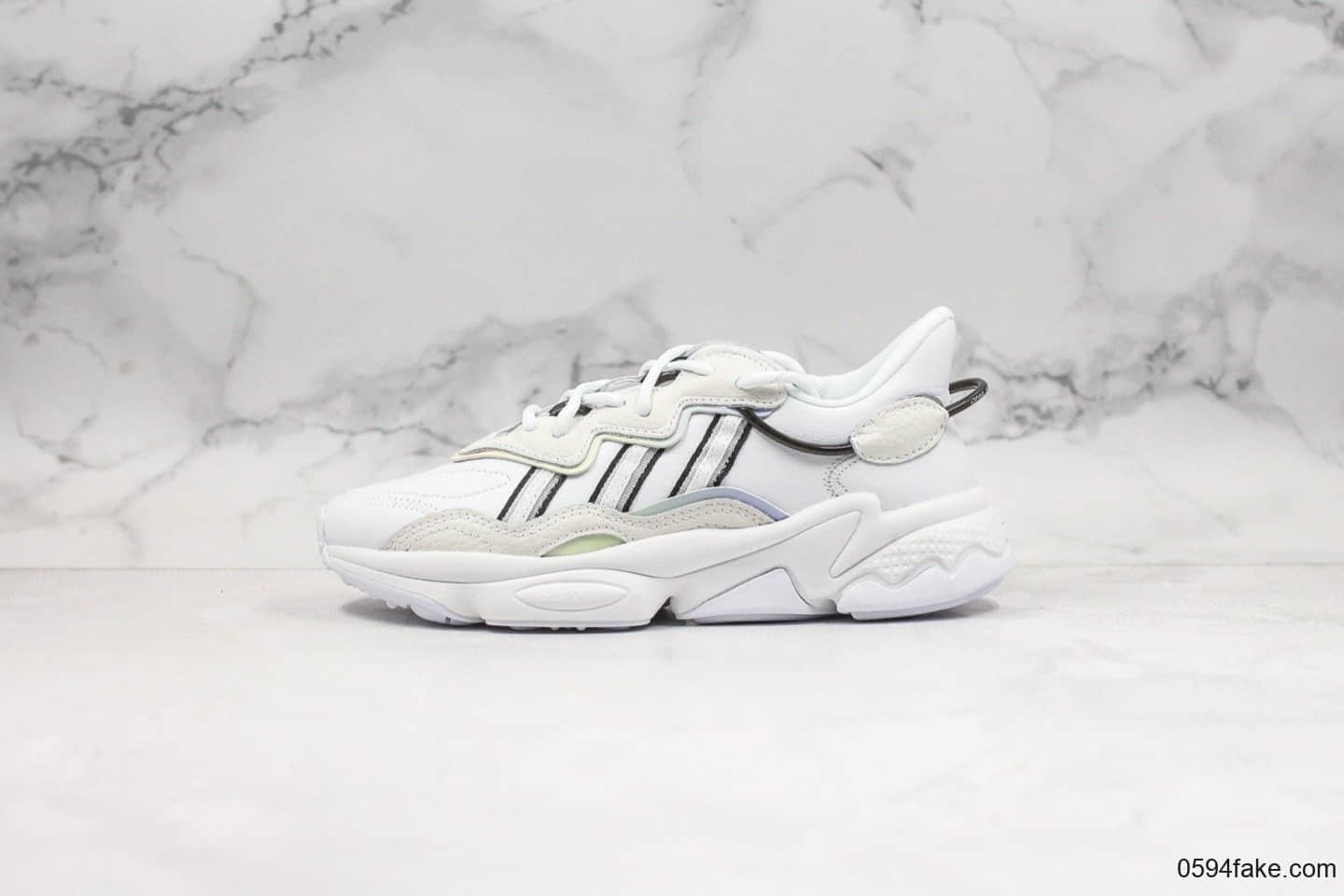 阿迪达斯Adidas Ozweego adiprene公司级版本皮面水管老爹鞋3M反光白原盒原标