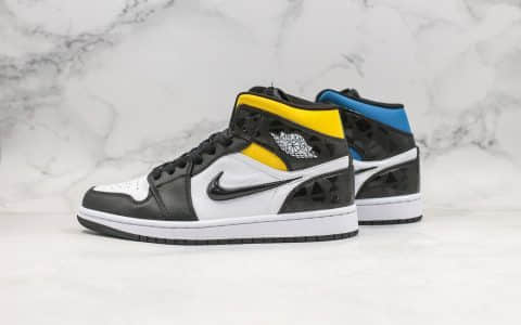 乔丹Air Jordan 1 Quai54 Mid (2019）公司级版本法国街球四色鸳鸯拼接中帮AJ1内置后掌Sole气垫原档案数据开发 货号：CJ9219-001