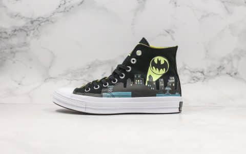 匡威Converse Chuck Taylor All Star 1970s Batman公司级版本蝙蝠侠联名款夜光高帮帆布鞋正确硅蓝PU中底 货号：167511C