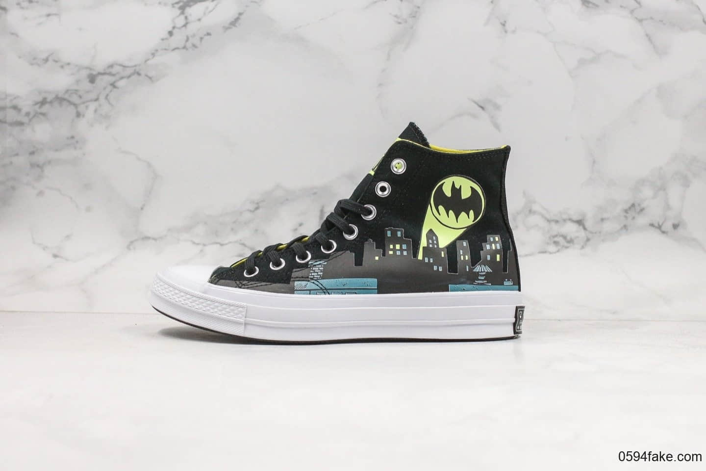 匡威Converse Chuck Taylor All Star 1970s Batman公司级版本蝙蝠侠联名款夜光高帮帆布鞋正确硅蓝PU中底 货号：167511C