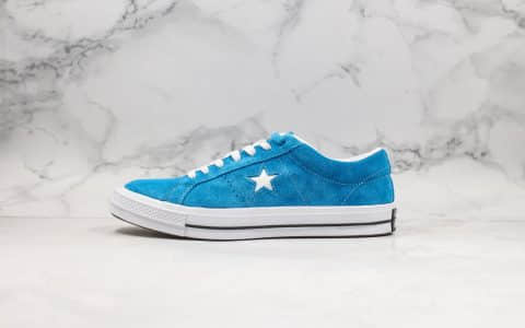 匡威Converse One Star公司级版本木村一星经典蓝色翻毛皮正确PU硅蓝中底原厂硫化大底正确无色差 货号：1616134