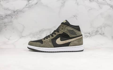 乔丹Air Jordan 1 Mid公司级版本中帮AJ1军绿色内置气垫原盒原标原档案数据开发 货号：BQ6472-030