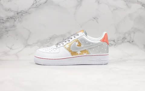 耐克NIKE AIR FORCE 1'07纯原版本低帮空军一号波普艺术白金银色星星内置气垫内置RFID芯片原盒配件 货号：CT3437-100