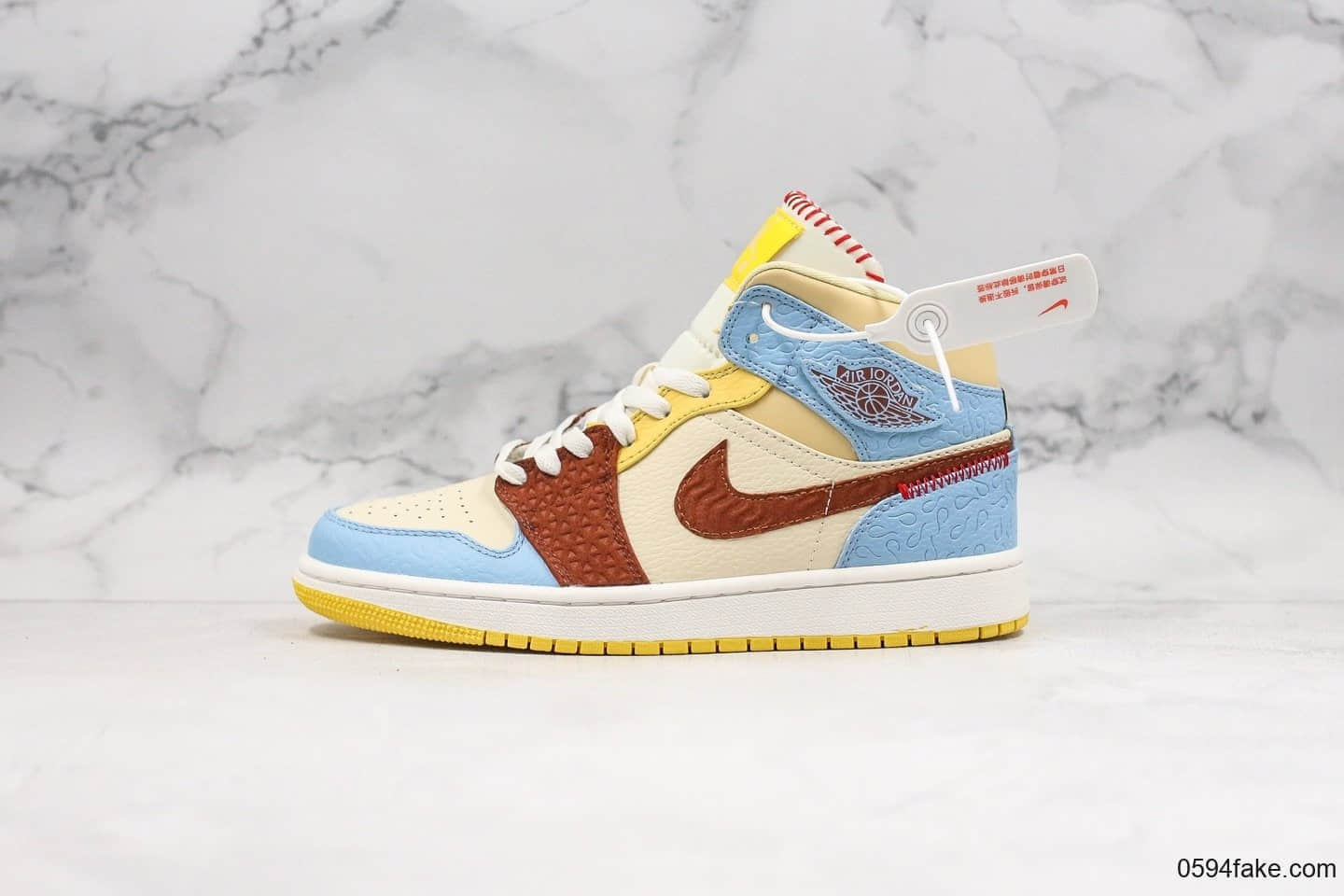 乔丹Air Jordan 1 Mid Fearless x Maison Chateau Rouge公司级版本联名款AJ1非洲风格元素手工缝制原盒原标 货号：CU2803-200