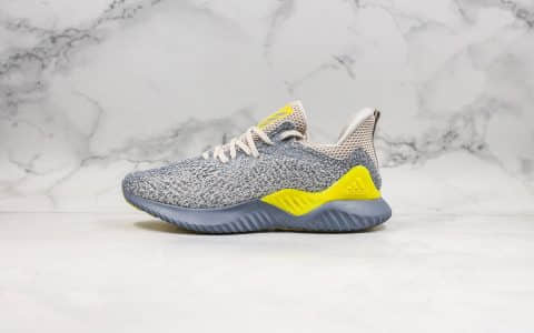 阿迪达斯adidas AlphaBOUNCE M纯原版本阿尔法慢跑鞋灰黄配色鞋面采用防水面料原盒原标 货号：AQ0576