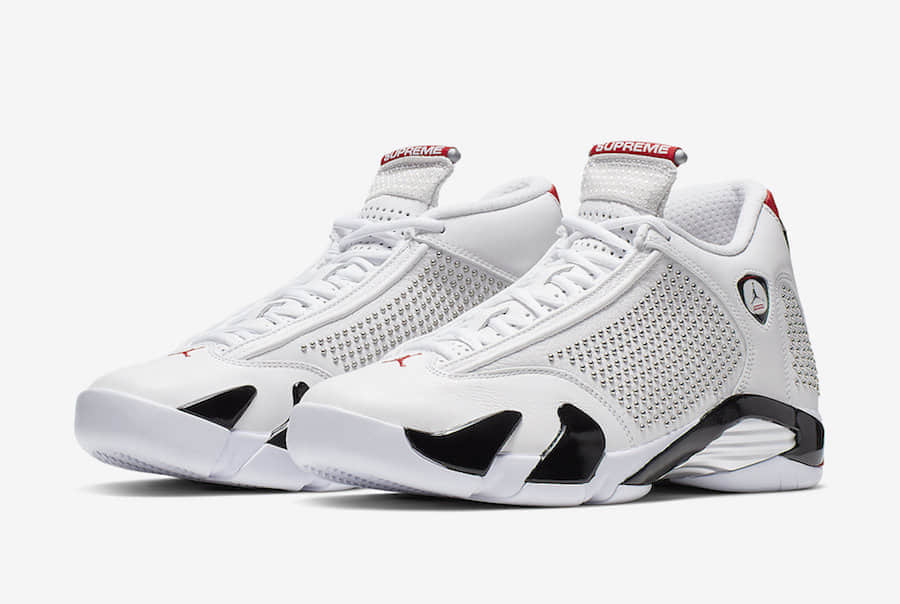 Supreme x Air Jordan 14 货号：BV7630-004、BV7630-106