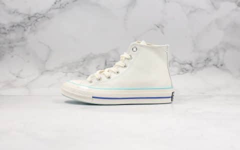 匡威Converse Chunk Taylor 70s公司级版本高帮皮面奶白蓝大学蓝硫化鞋正确硅蓝中底双围条包头 货号：563414C