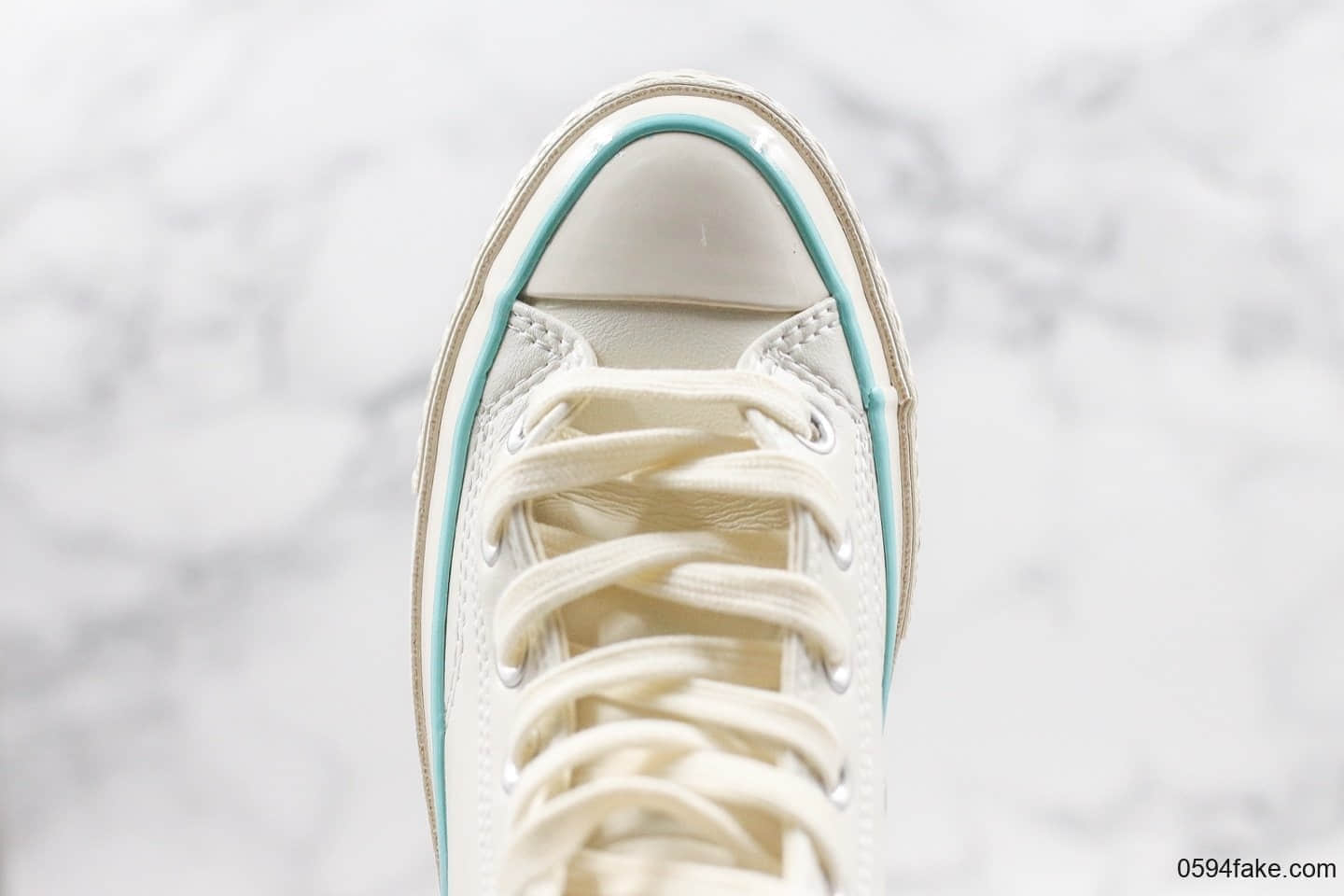 匡威Converse Chunk Taylor 70s公司级版本高帮皮面奶白蓝大学蓝硫化鞋正确硅蓝中底双围条包头 货号：563414C