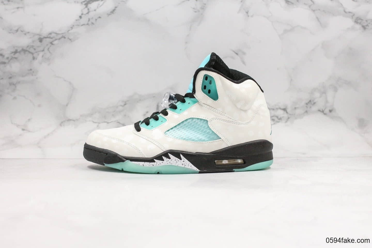 乔丹Air Jordan Retro 5 Island Green纯原版本雪豹郭艾伦白绿AJ5反光设计内置可视气垫原档案数据开发 货号：CN2932-100