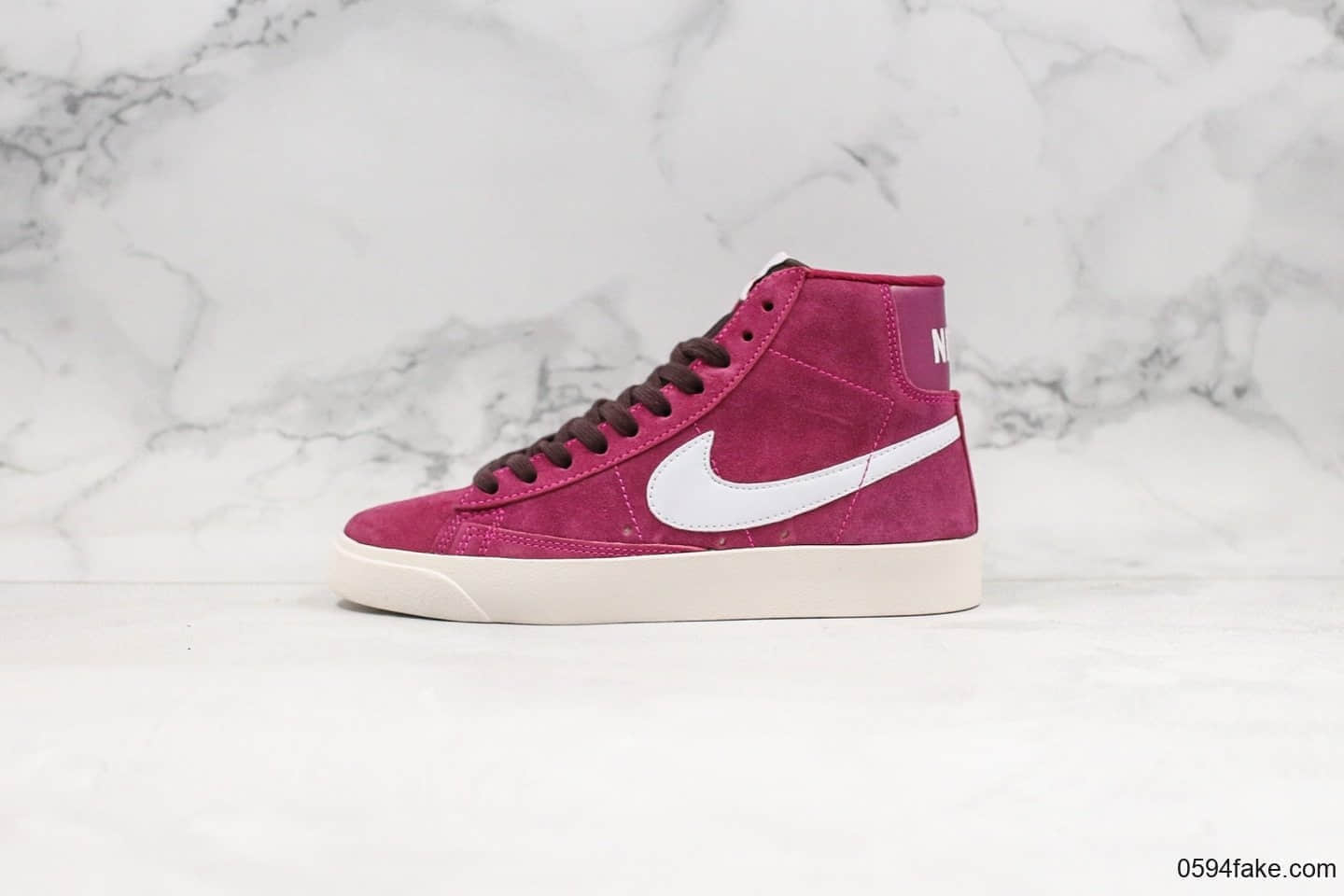 耐克Nike Blazer Mid Vintage Suede公司级版本高帮开拓者酒红白勾配色内置Zoom气垫原盒配件区别市面通货版本 货号：AV9376-601