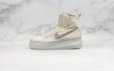 耐克Nike Air Force 1 Shell WMNS纯原版本高帮机能空军一号褶皱丝绸灰色原档案数据开发原盒原标 货号：BQ6096-002