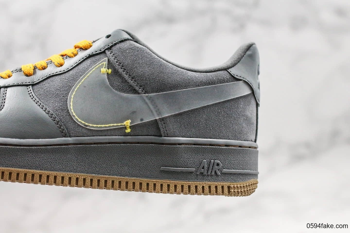 耐克NIKE AIR FORCE 1 PREMIUM - COOL GREY纯原版本低帮几何灰空军一号内置全掌Sole气垫正确3M反光 货号：CQ6367-001