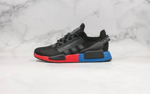 阿迪达斯Adidas NMD R1 Boost V2纯原版本二代3M变色龙NMD爆米花跑鞋黑红蓝配色内置Boost缓震大底原盒原标 货号：FV9023