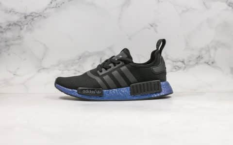 阿迪达斯Adidas Originals NMD_R1 Suede Grey Black Bule纯原版本三叶草NMD爆米花跑鞋黑蓝色原盒原标真Boost缓震大底 货号：FV3645